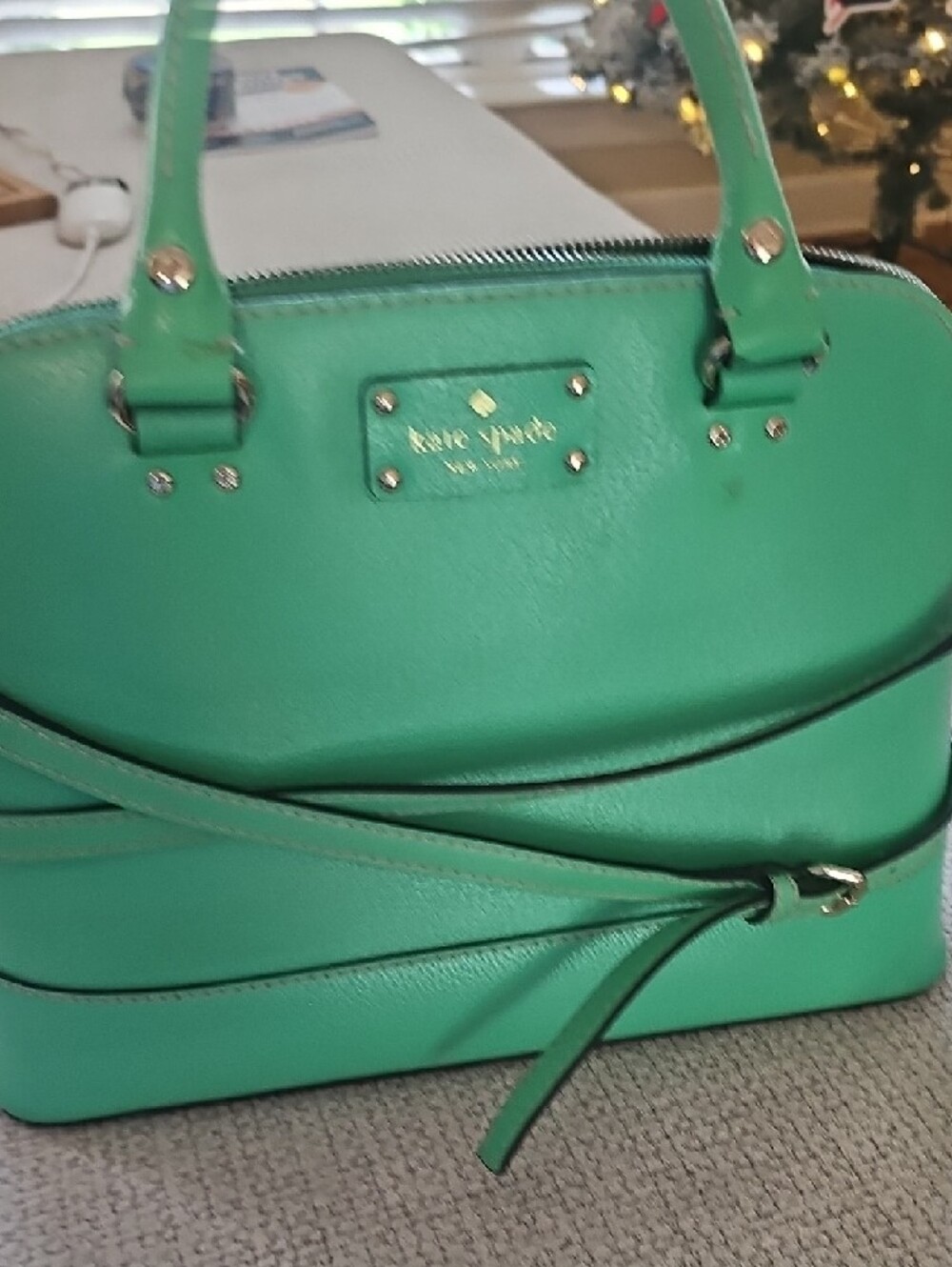 Kate Spade Green Structured Leather Satchel with Strap and Wallet - Picture 4 of 9